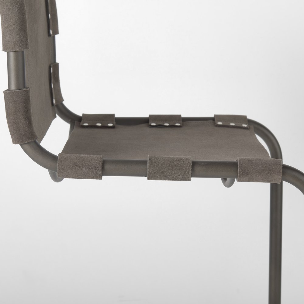 43" Total Height Brown/Gray Suede Iron Frame Bar Stool. Picture 10