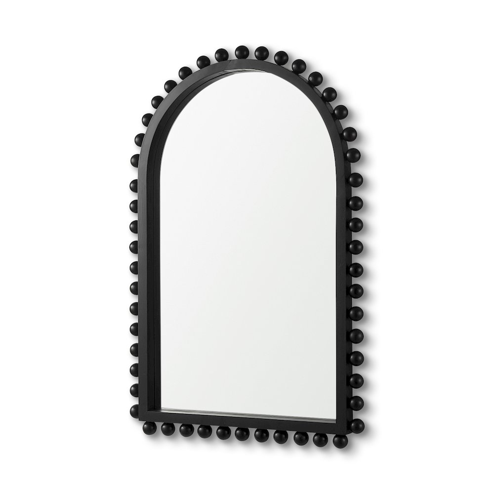 Leeds 23L x 35H Black Wood Arch Frame Mirror. Picture 1