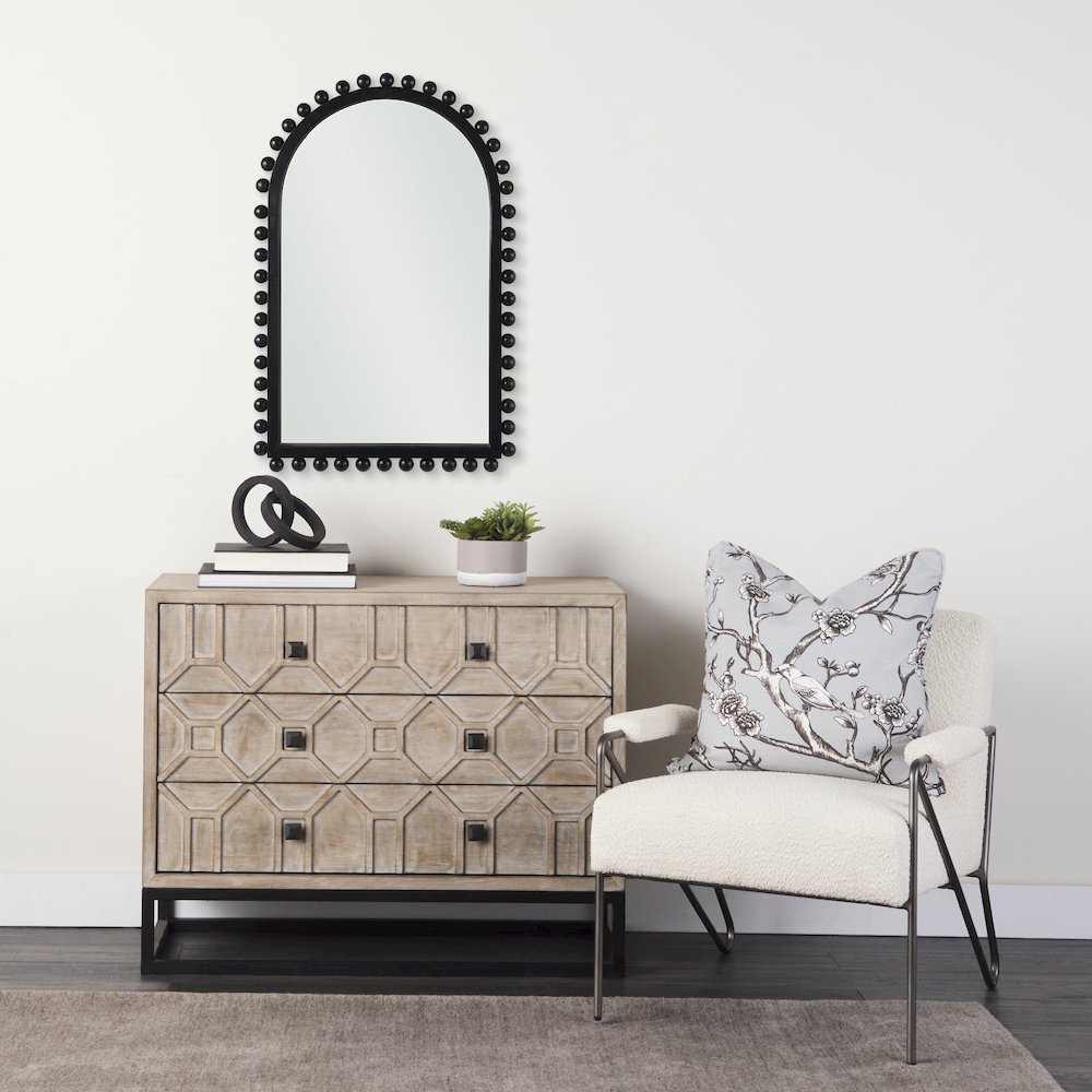 Leeds 23L x 35H Black Wood Arch Frame Mirror. Picture 2