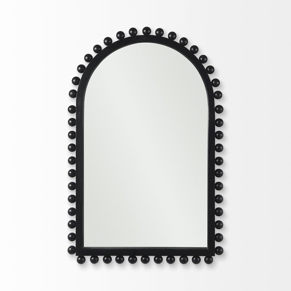 Leeds 23L x 35H Black Wood Arch Frame Mirror. Picture 3