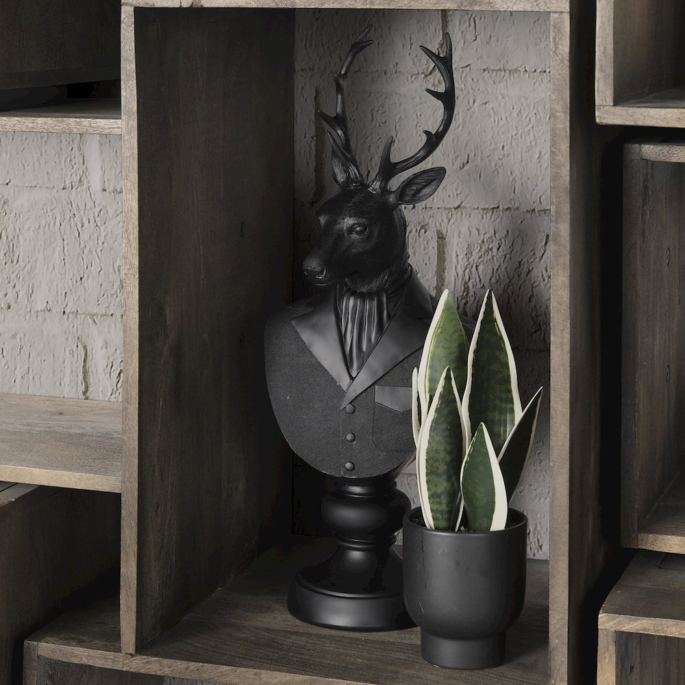 Mozart 8.2L x 6.0W x 22.5H Black Painted Resin Deer Bust. Picture 4