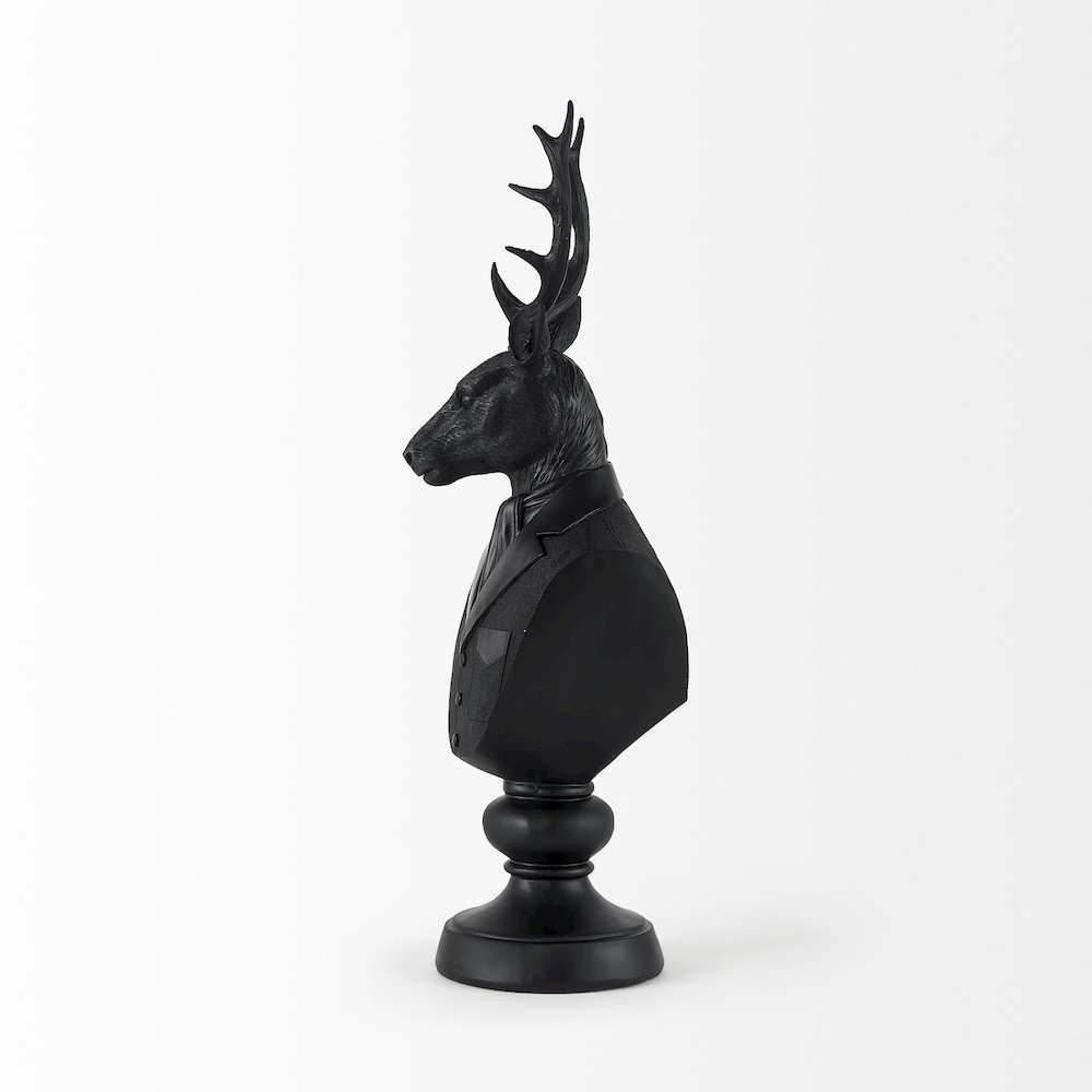 Mozart 8.2L x 6.0W x 22.5H Black Painted Resin Deer Bust. Picture 6