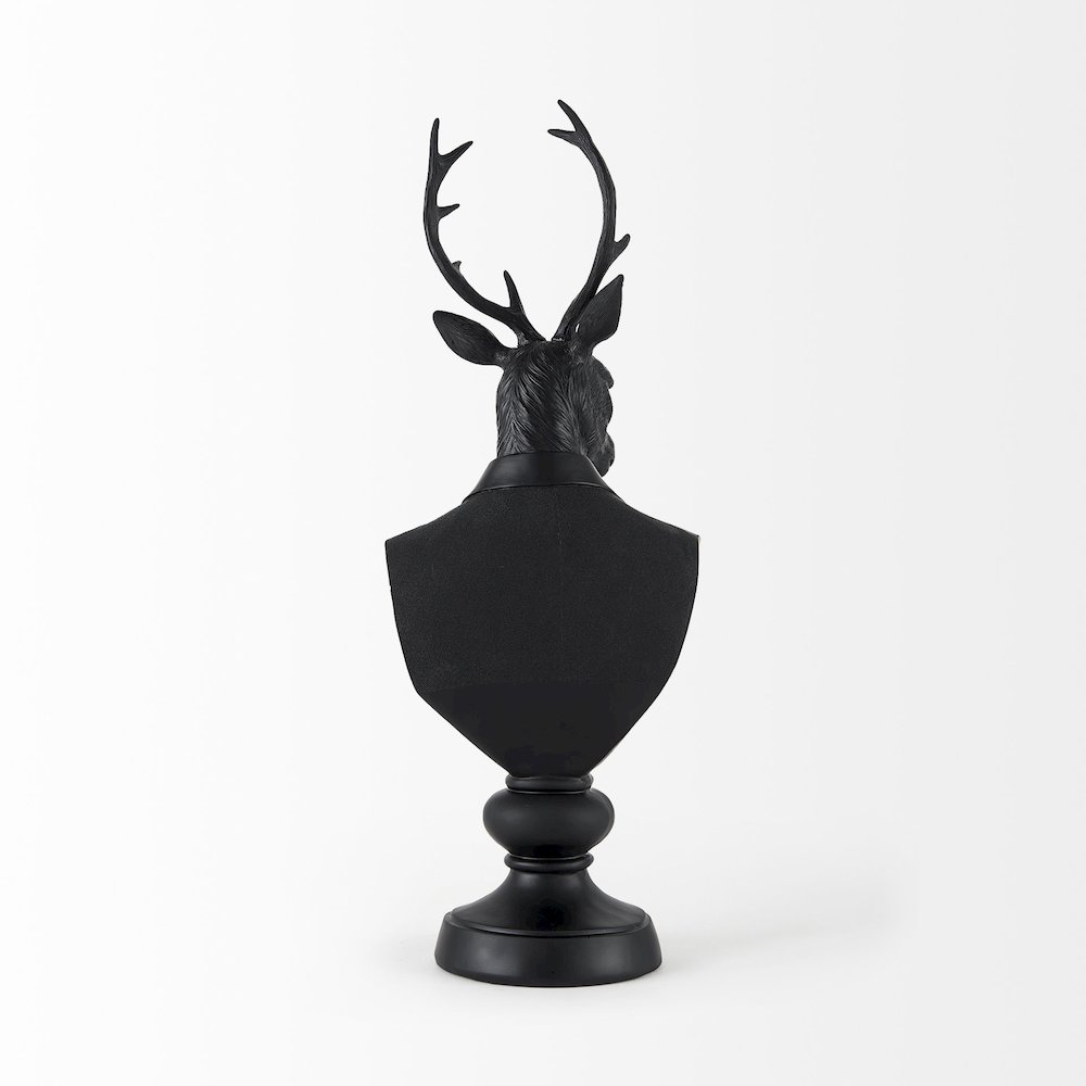 Mozart 8.2L x 6.0W x 22.5H Black Painted Resin Deer Bust. Picture 7