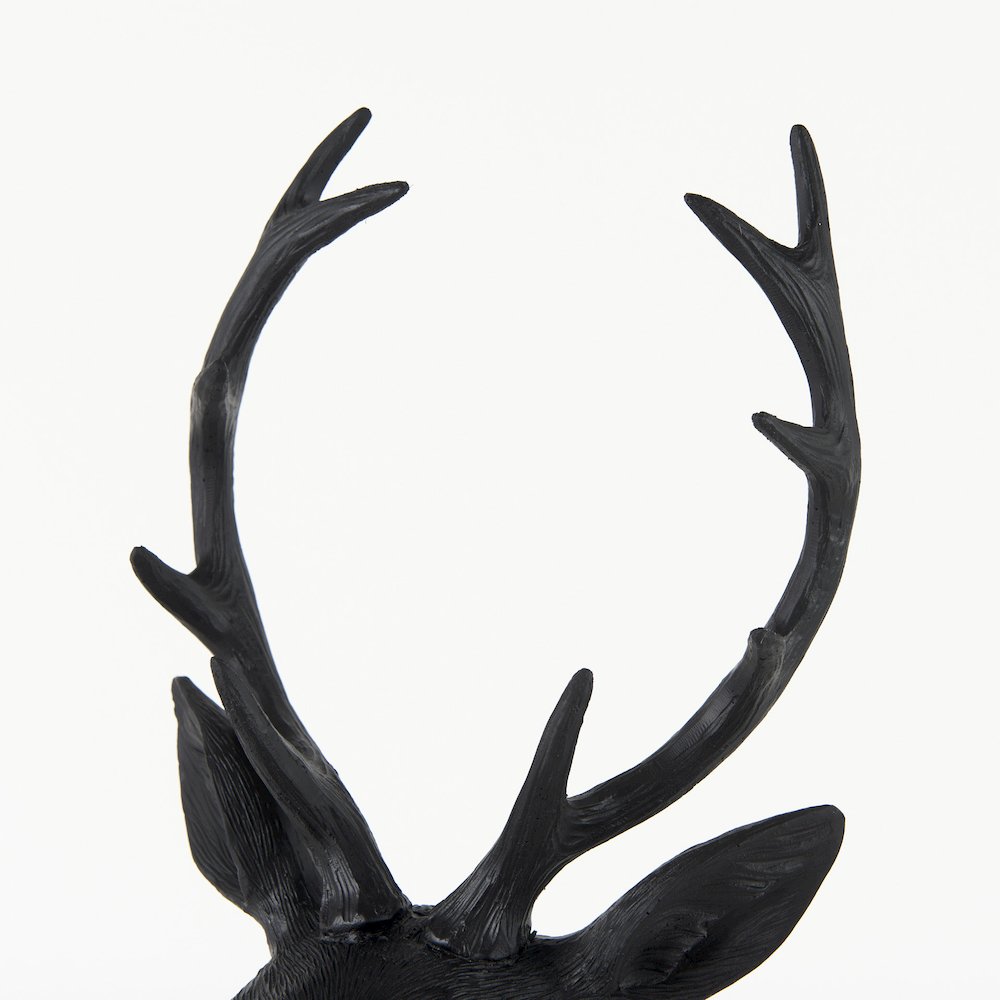 Mozart 8.2L x 6.0W x 22.5H Black Painted Resin Deer Bust. Picture 8