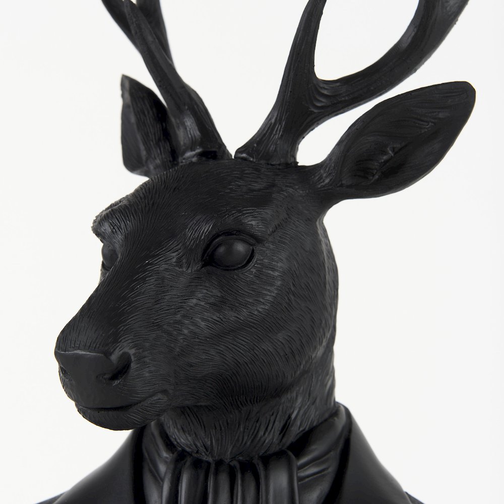 Mozart 8.2L x 6.0W x 22.5H Black Painted Resin Deer Bust. Picture 9