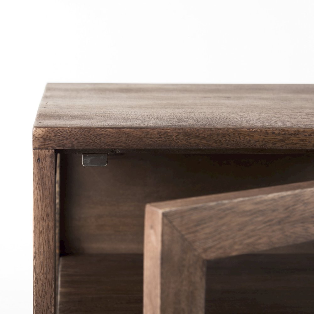 Arelius 20L x 18W x 26H  Medium Brown Wood Black Metal Frame End/Side Table. Picture 2
