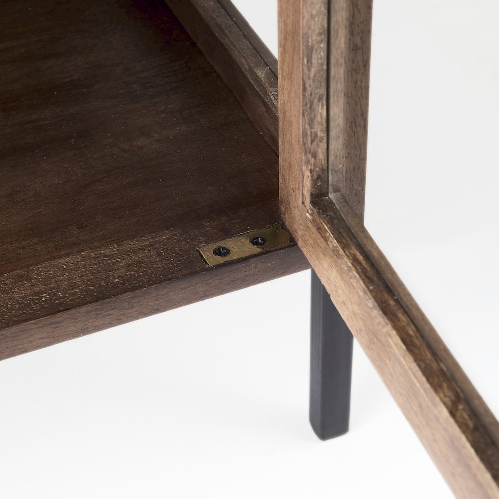 Arelius 20L x 18W x 26H  Medium Brown Wood Black Metal Frame End/Side Table. Picture 4