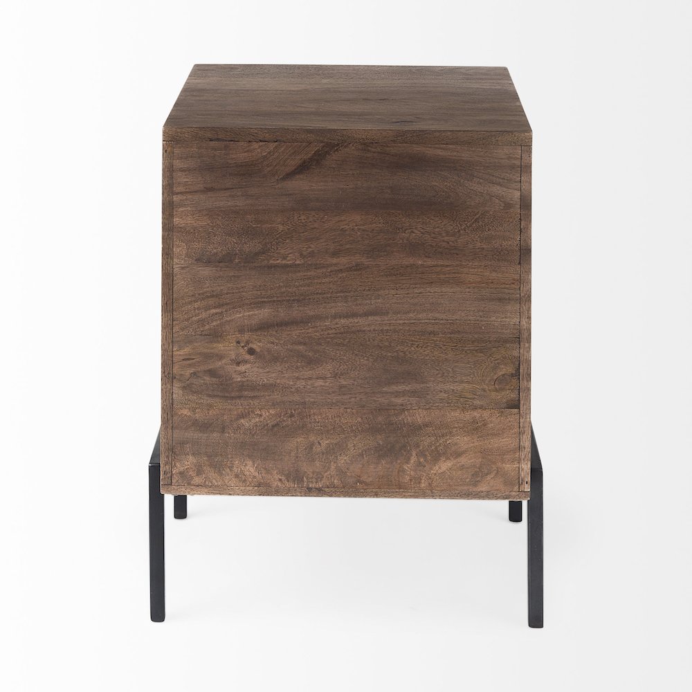 Arelius 20L x 18W x 26H  Medium Brown Wood Black Metal Frame End/Side Table. Picture 12