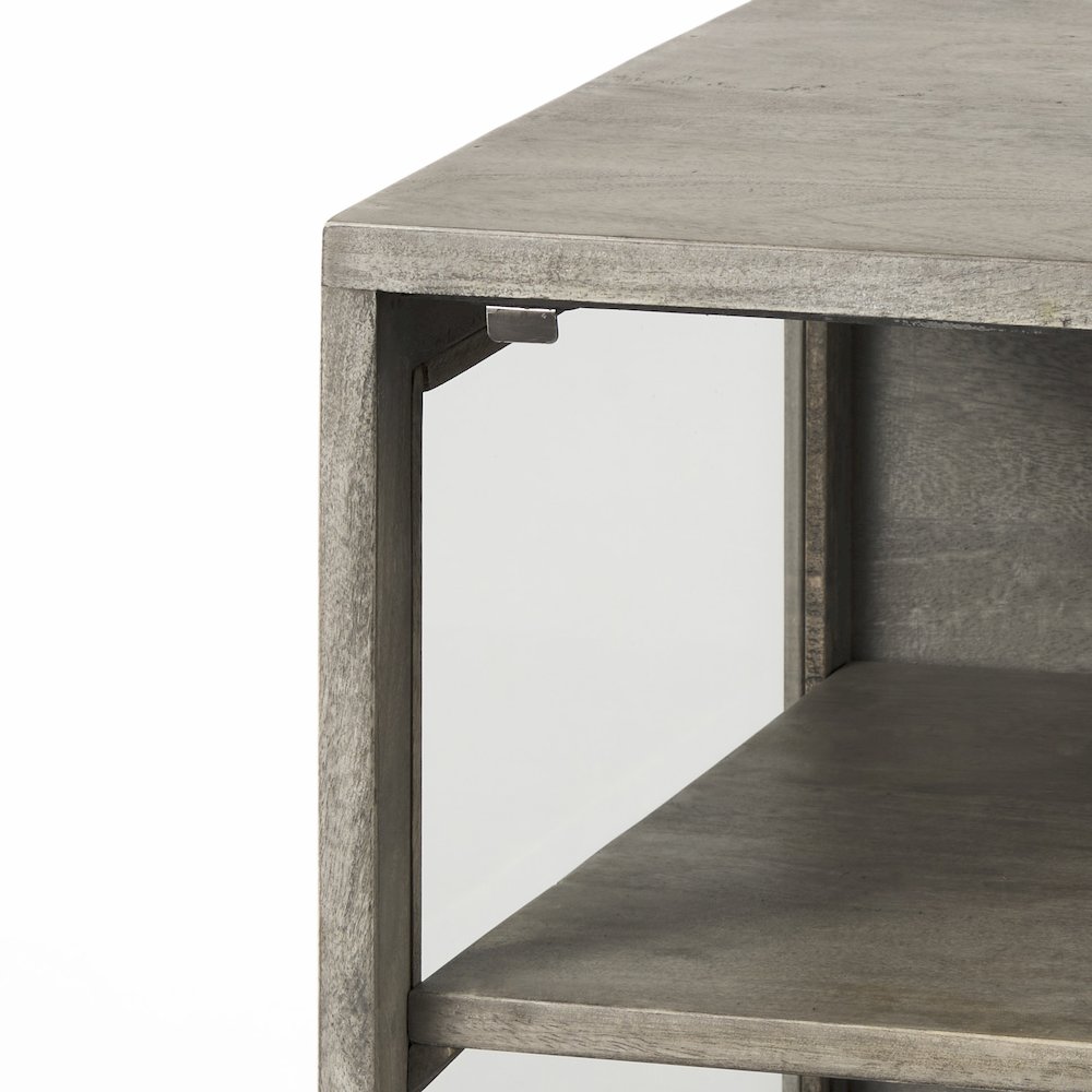 Arelius 20L x 18W x 26H Gray Wood Black Metal Frame End/Side Table. Picture 2