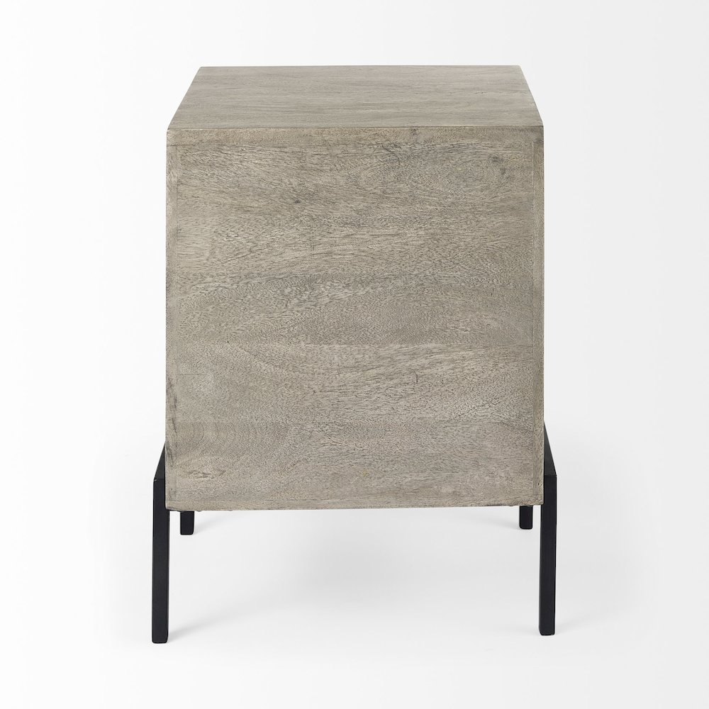 Arelius 20L x 18W x 26H Gray Wood Black Metal Frame End/Side Table. Picture 10