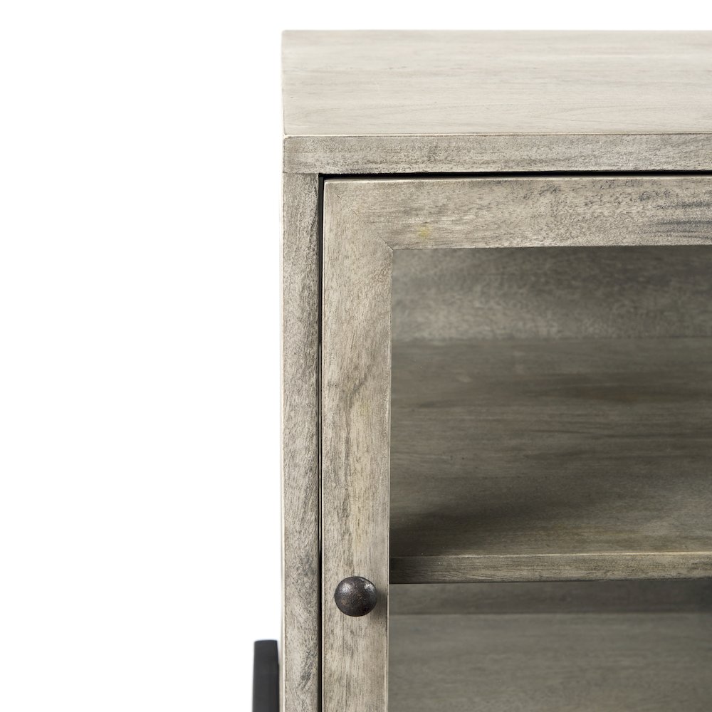 Arelius 20L x 18W x 26H Gray Wood Black Metal Frame End/Side Table. Picture 12