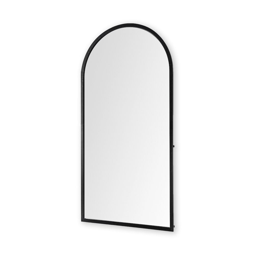 Giovanna 23.6L x 1.2W x 48.8H Black Metal Frame Rounded Arch Vanity Mirror. Picture 1