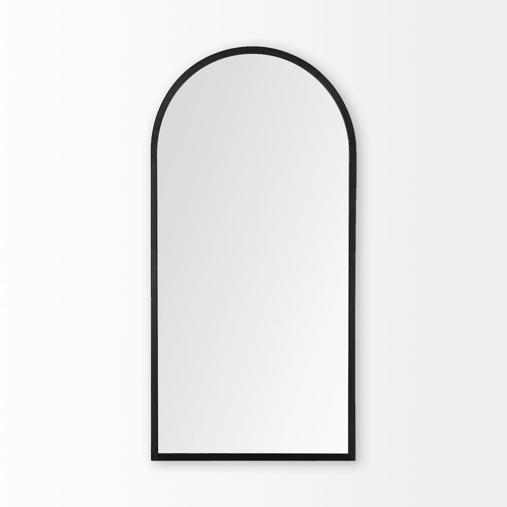 Giovanna 23.6L x 1.2W x 48.8H Black Metal Frame Rounded Arch Vanity Mirror. Picture 4