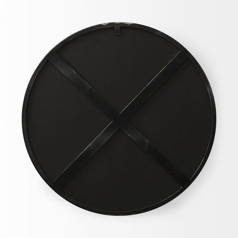 Adrianna 24.4" Black Metal Round Mirror. Picture 4