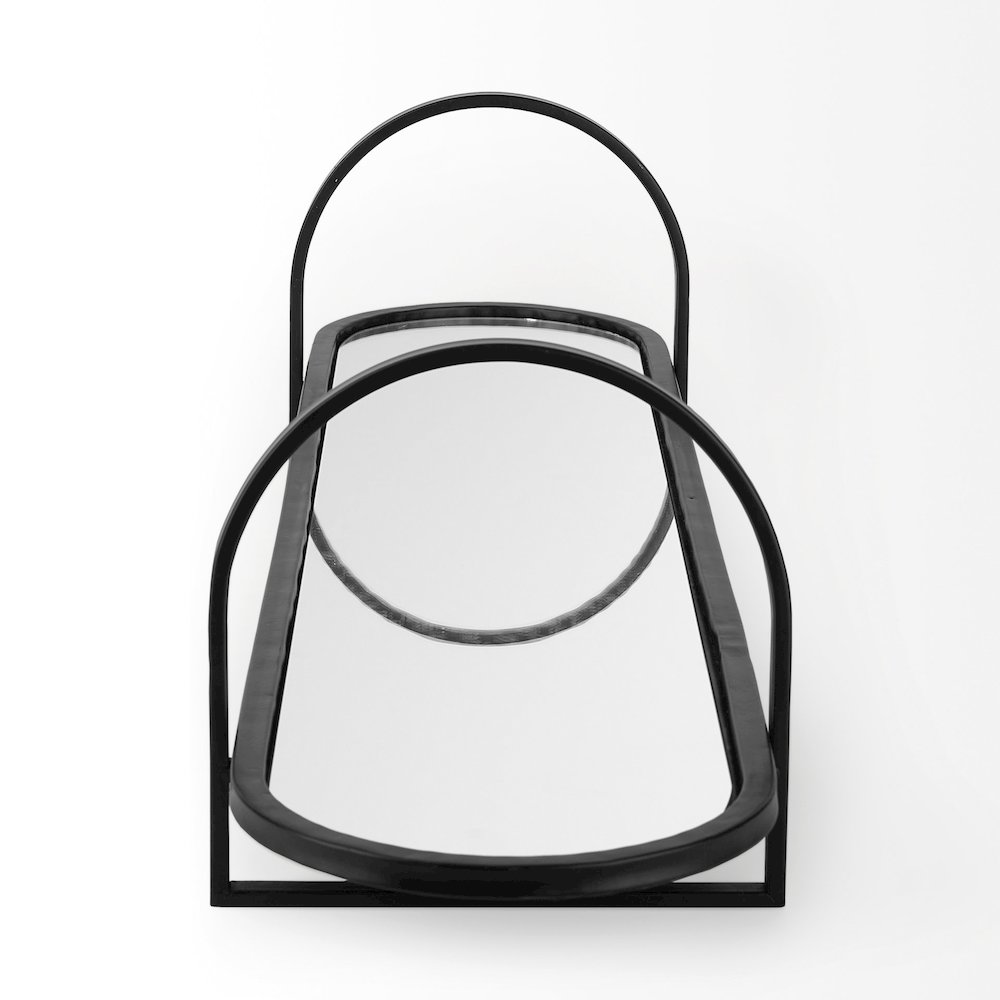 Evianna 30L x 7W x 7H MirroredBlack Metal Frame Tray. Picture 4