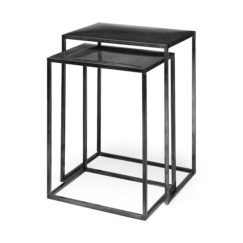 (Set Of 2) Galvanized Metal Nesting Accent Tables. Picture 1