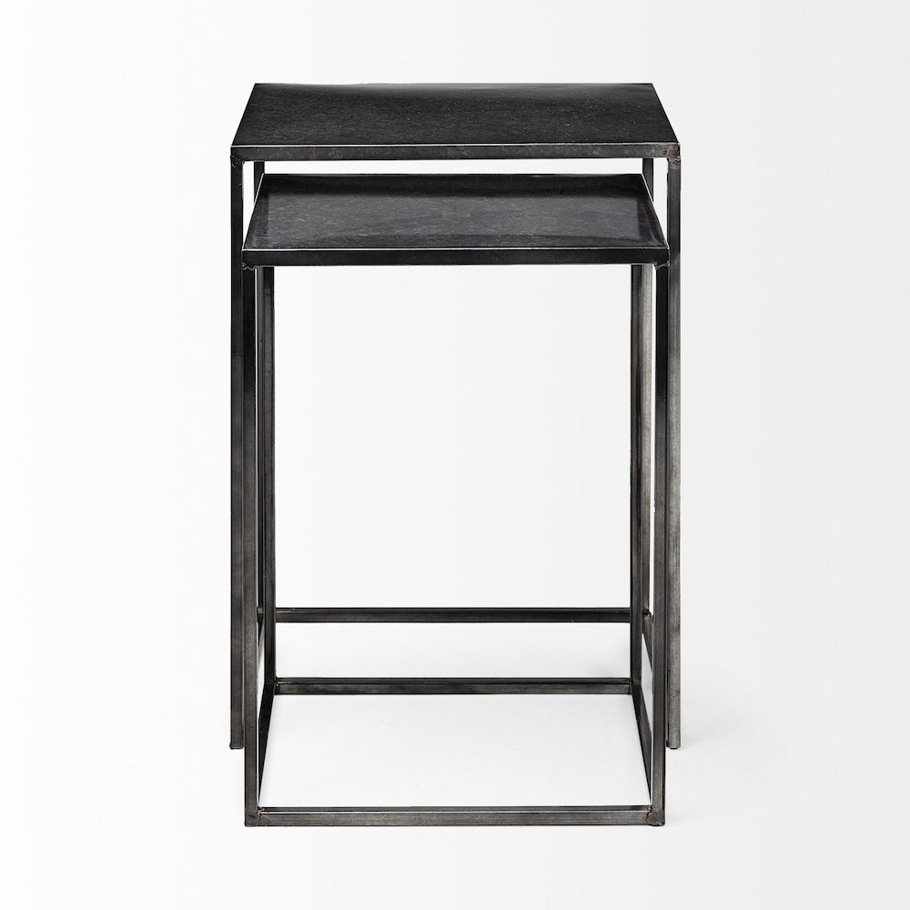 (Set Of 2) Galvanized Metal Nesting Accent Tables. Picture 3