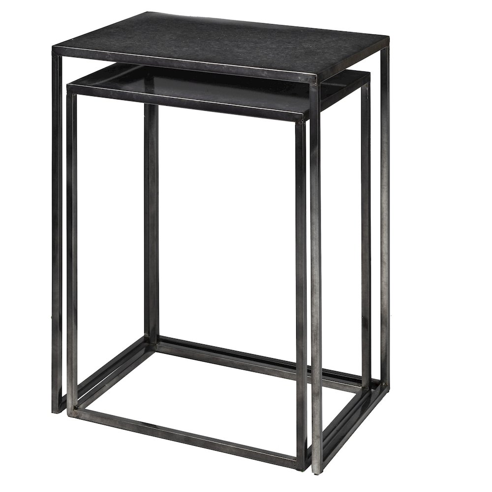 (Set Of 2) Galvanized Metal Nesting Accent Tables. Picture 6