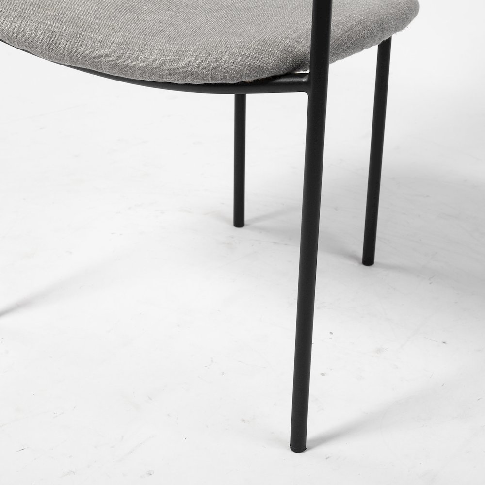 Gray Fabric Seat Black Metal Dining Chair. Picture 3