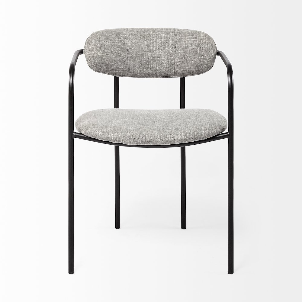 Gray Fabric Seat Black Metal Dining Chair. Picture 5