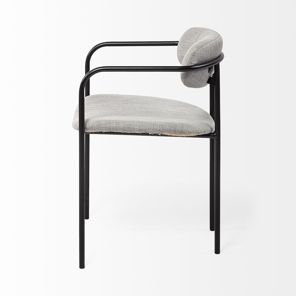 Gray Fabric Seat Black Metal Dining Chair. Picture 6