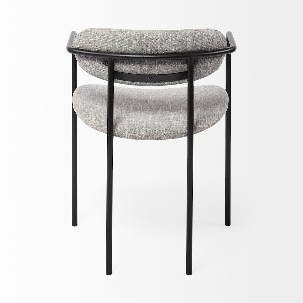 Gray Fabric Seat Black Metal Dining Chair. Picture 7