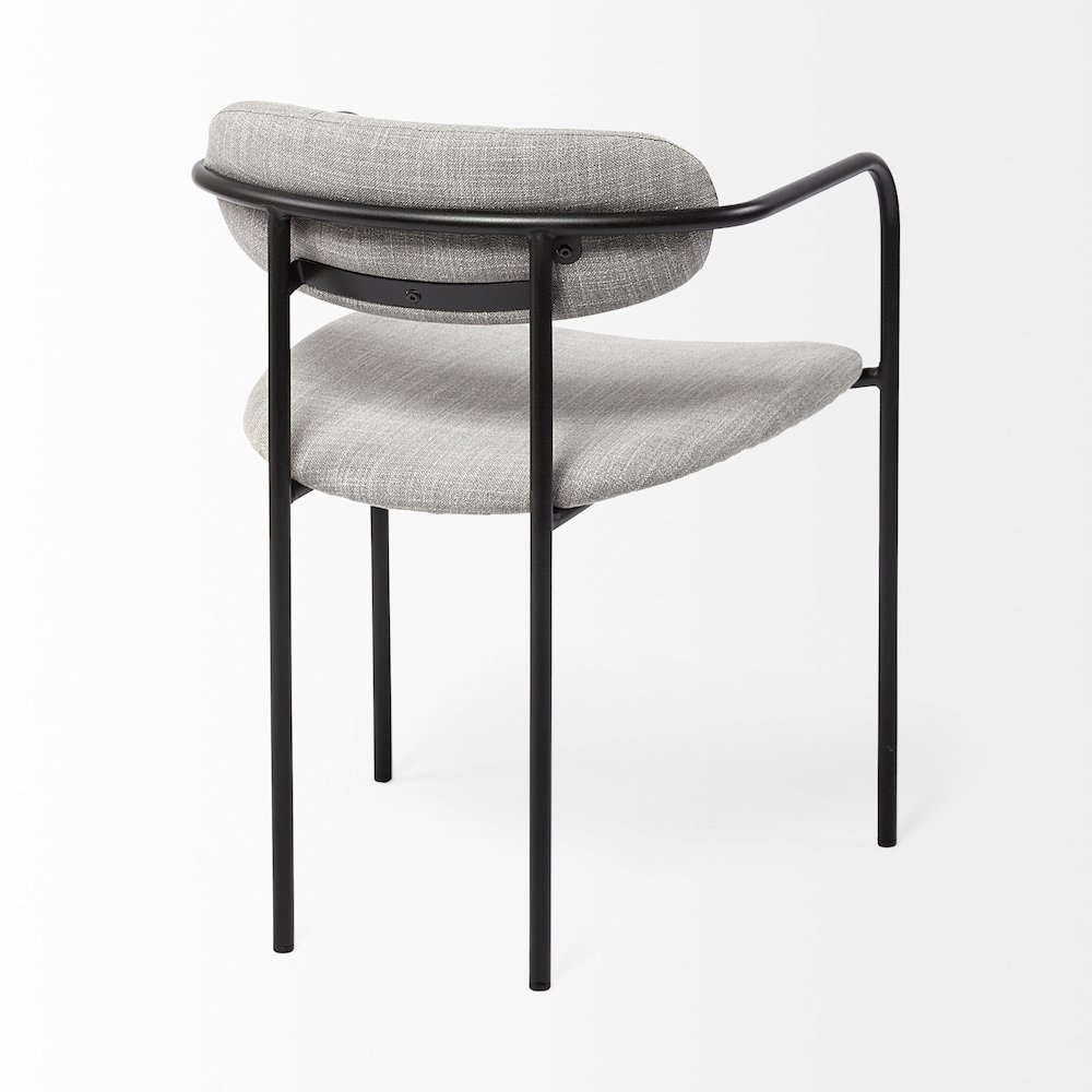 Gray Fabric Seat Black Metal Dining Chair. Picture 8