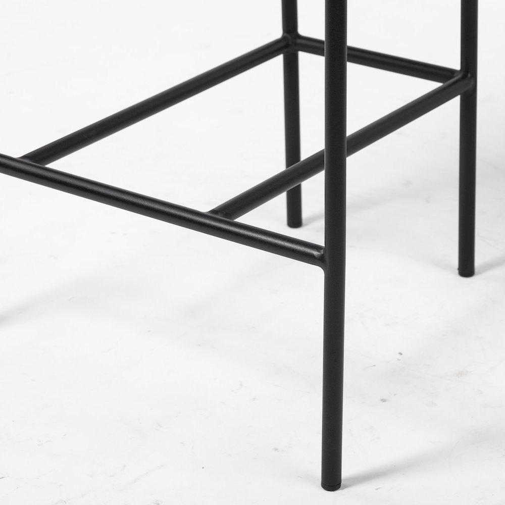 Gray Fabric Seat Black Metal Counter Stool. Picture 4