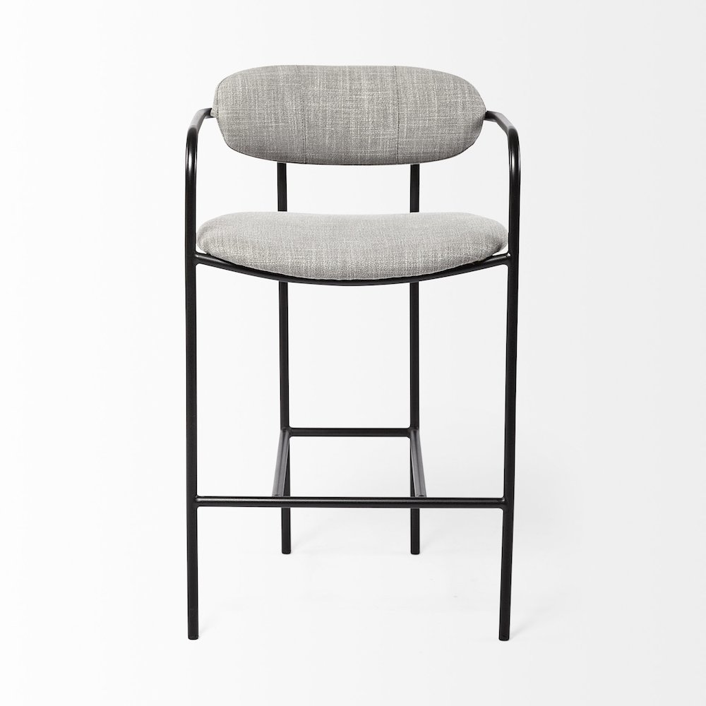 Gray Fabric Seat Black Metal Counter Stool. Picture 7