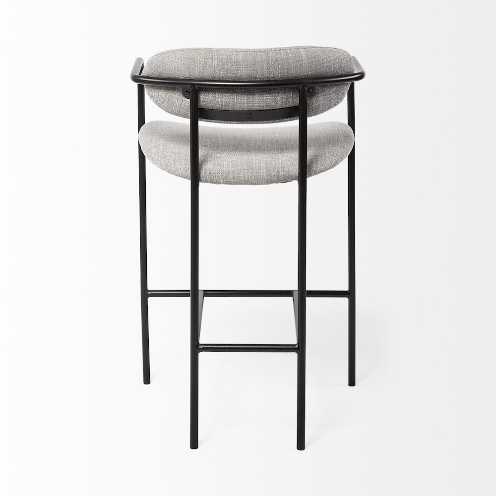 Gray Fabric Seat Black Metal Counter Stool. Picture 9