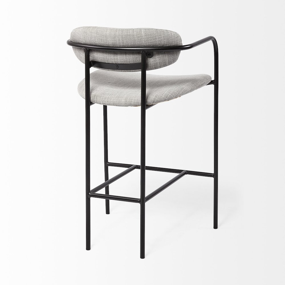 Gray Fabric Seat Black Metal Counter Stool. Picture 10