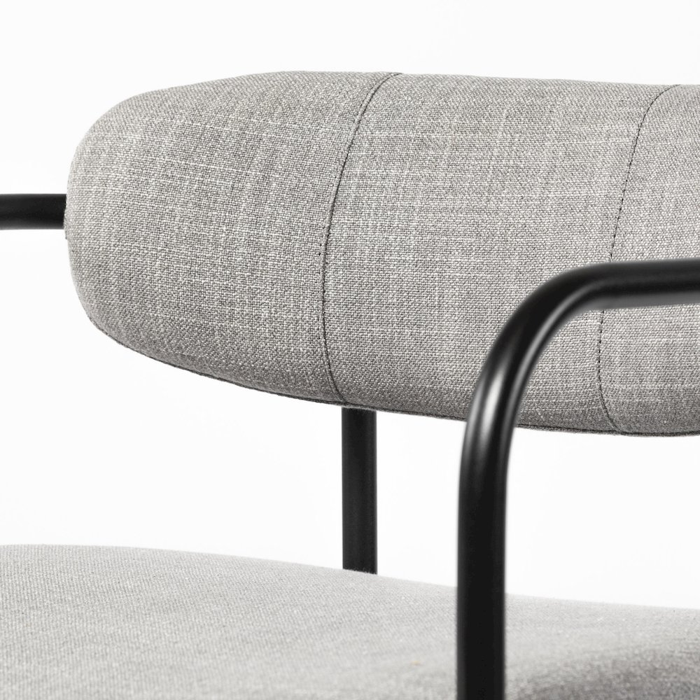 Gray Fabric Seat Black Metal Counter Stool. Picture 11