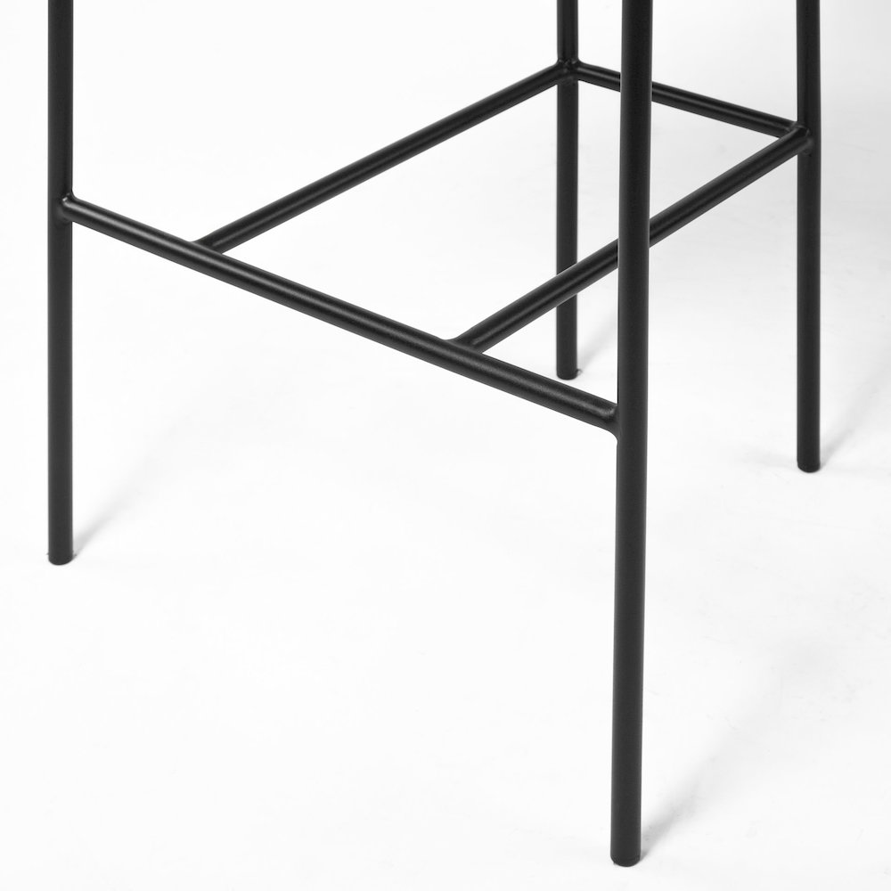Gray Fabric Seat Black Metal Bar Stool. Picture 3