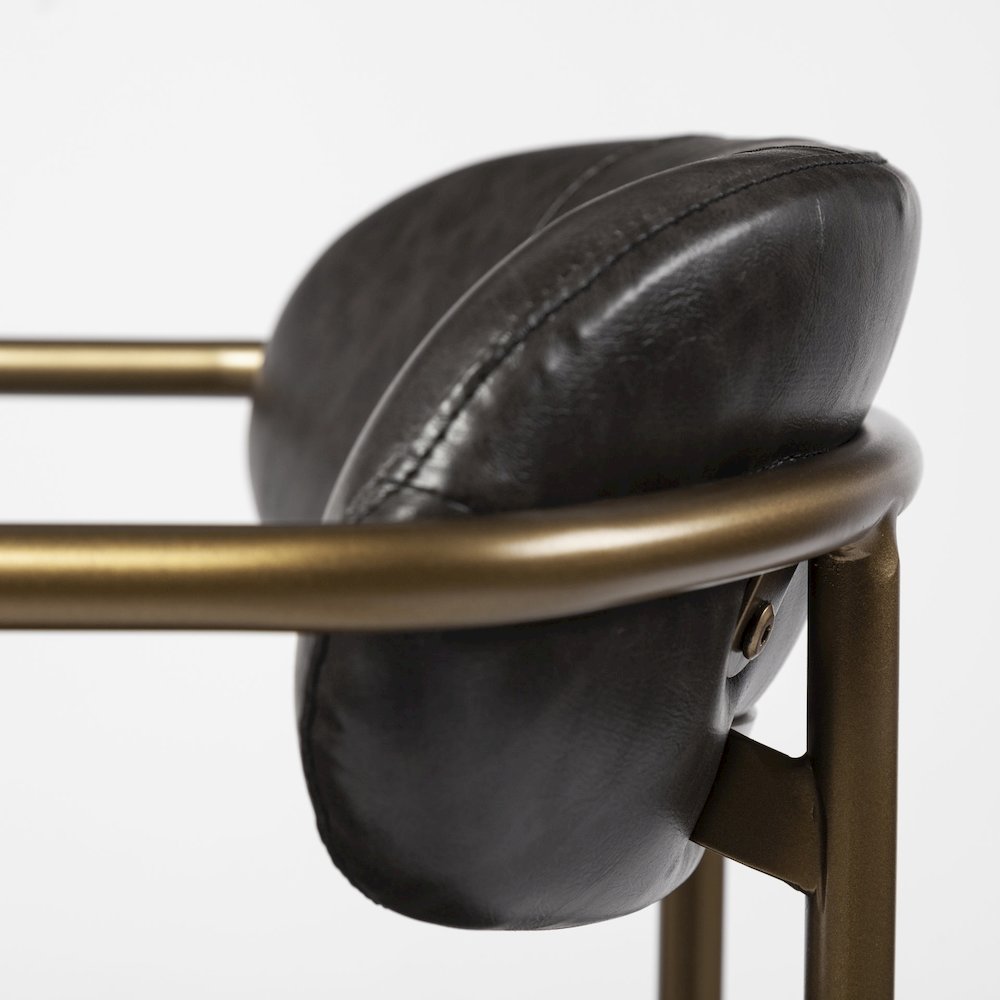 Brown Faux Leather Seat Gold Metal Bar Stool. Picture 11