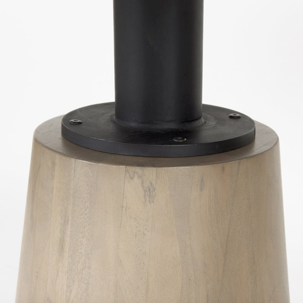 Maxwell White Marble Round Top Black Metal and Wood Pedestal Base Dining Table. Picture 11
