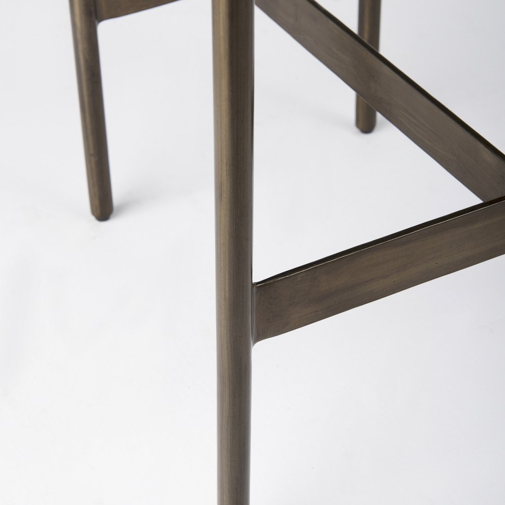 16.75 X 17.75 X 26.25 Hair-On-Hide Seat Gold Metal Frame Counter Stool. Picture 4