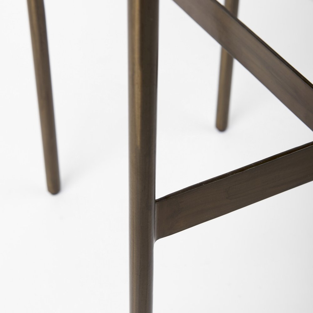 16.75 X 17.75 X 30 Hair-On-Hide Seat Gold Frame Bar Stool. Picture 6