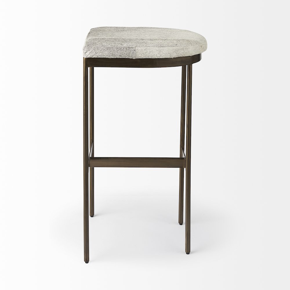 16.75 X 17.75 X 30 Hair-On-Hide Seat Gold Frame Bar Stool. Picture 12