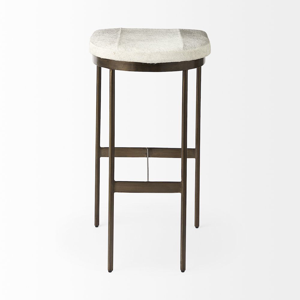 16.75 X 17.75 X 30 Hair-On-Hide Seat Gold Frame Bar Stool. Picture 13