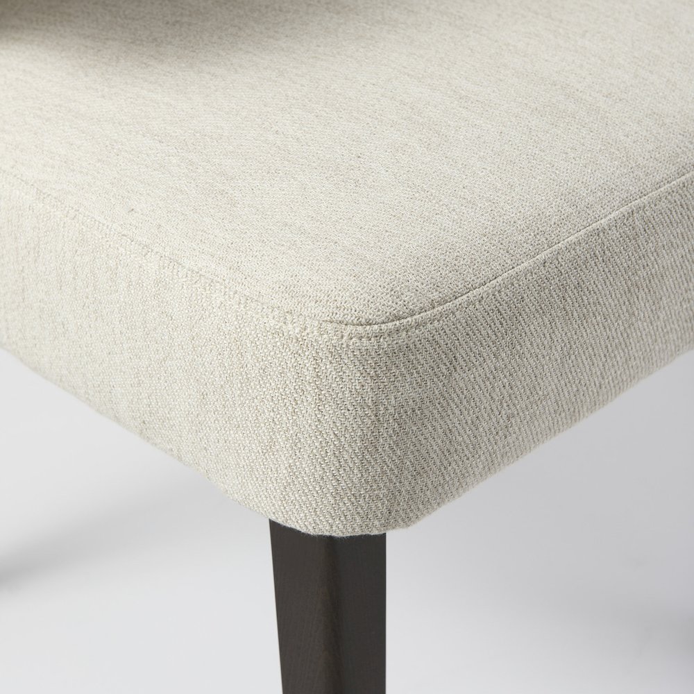 Cream Fabric Seat Dark Brown Wooden Legs Wingback Dining Chair. Picture 3