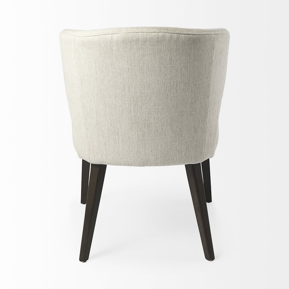 Cream Fabric Seat Dark Brown Wooden Legs Wingback Dining Chair. Picture 11