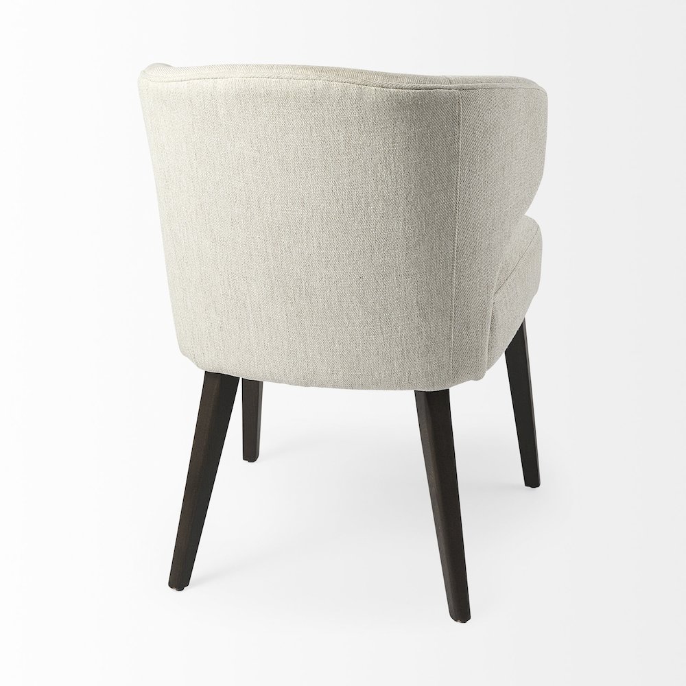 Cream Fabric Seat Dark Brown Wooden Legs Wingback Dining Chair. Picture 12
