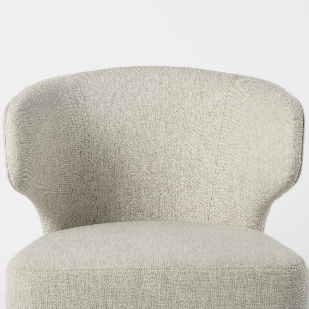 Cream Fabric Seat Dark Brown Wooden Legs Wingback Dining Chair. Picture 13