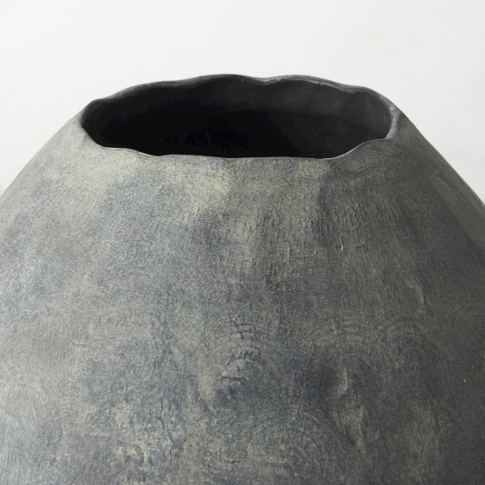 Gob20L x 23H Small Gray Ceramic Oval Vase. Picture 6
