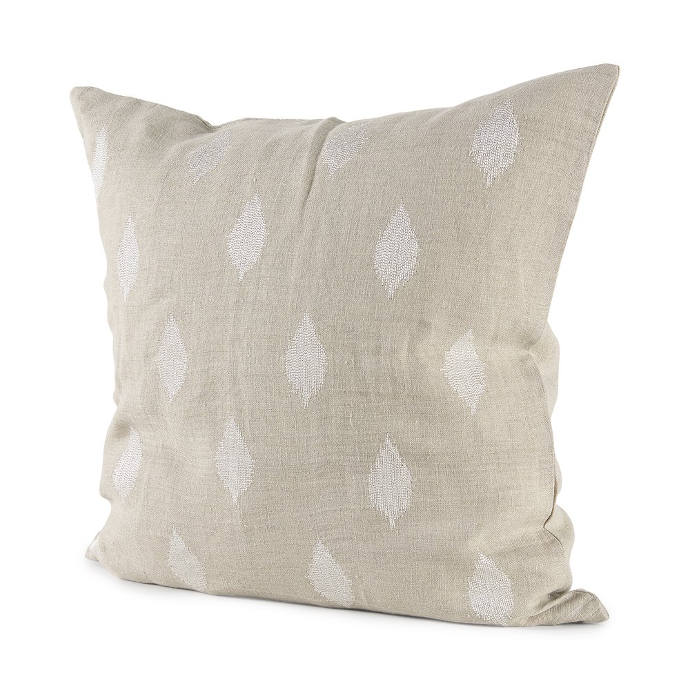 18L X 18W Beige And Cream Fabric Patterned Decorative Pillow Cover. Picture 1