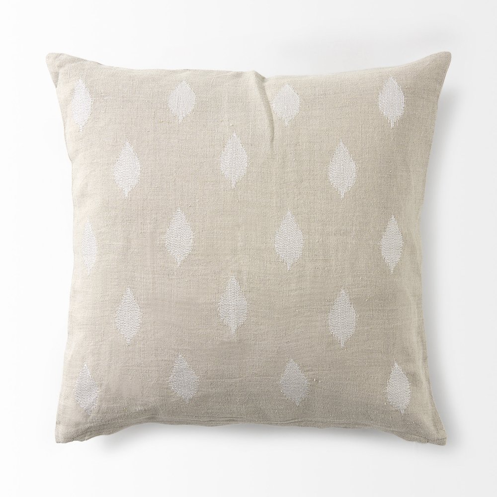 18L X 18W Beige And Cream Fabric Patterned Decorative Pillow Cover. Picture 8