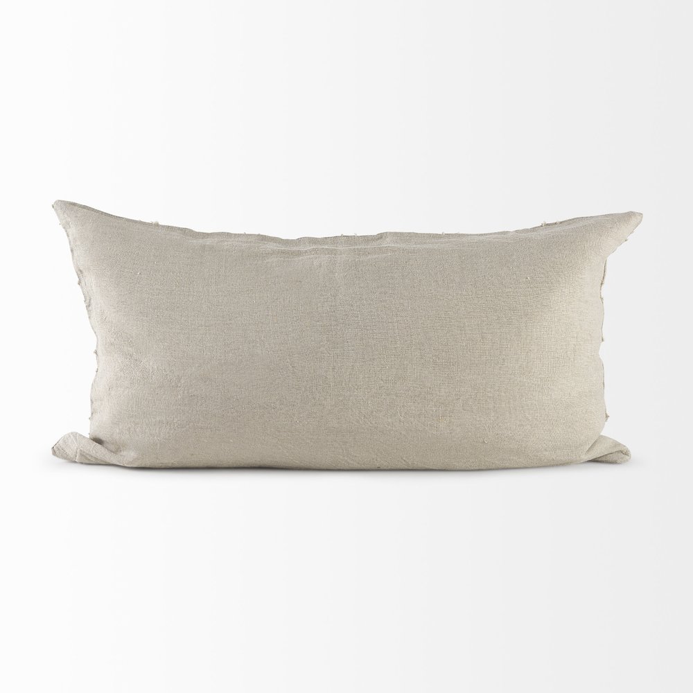 14L X 26W Beige Fabric Textured Decorative Pillow Cover. Picture 11