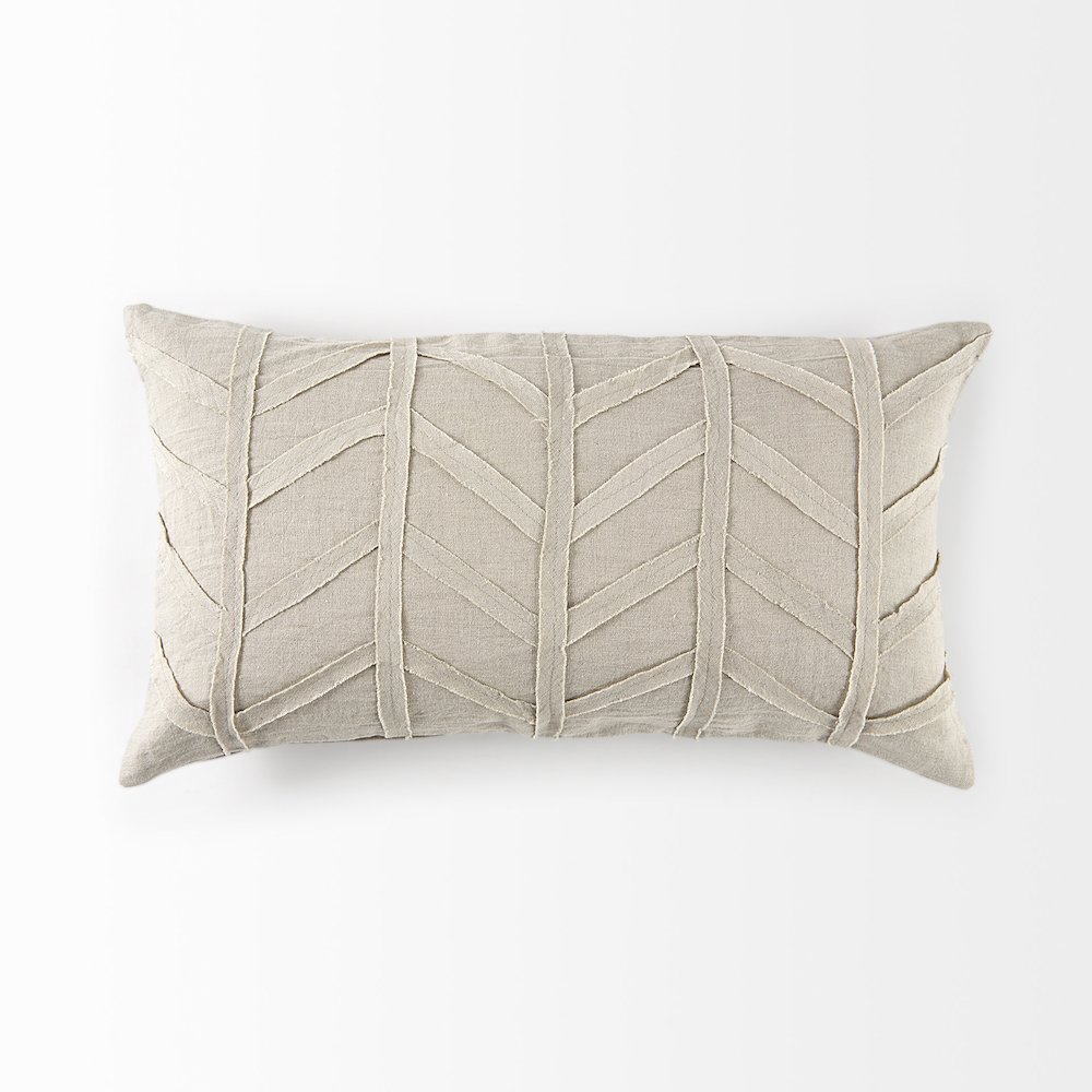 14L X 26W Beige Fabric Textured Decorative Pillow Cover. Picture 12
