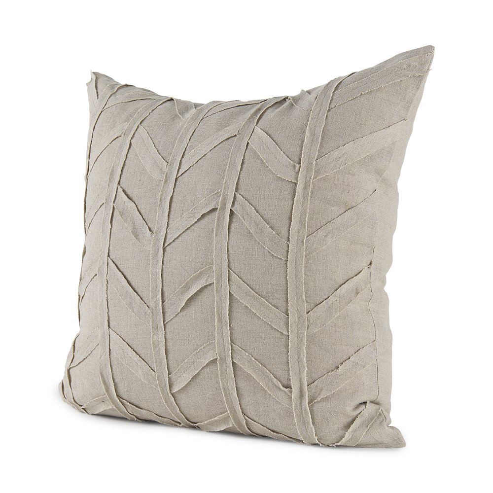 20L X 20W Beige Fabric Textured Decorative Pillow Cover. Picture 1