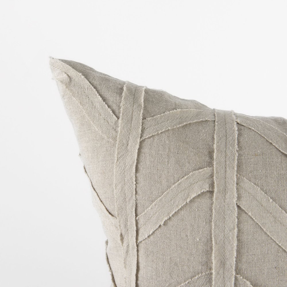 20L X 20W Beige Fabric Textured Decorative Pillow Cover. Picture 2